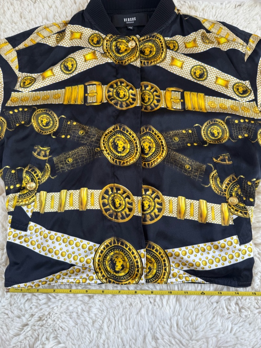 Versus Versace Black and Gold Silk Bomber Jacket - Picture 10 of 16